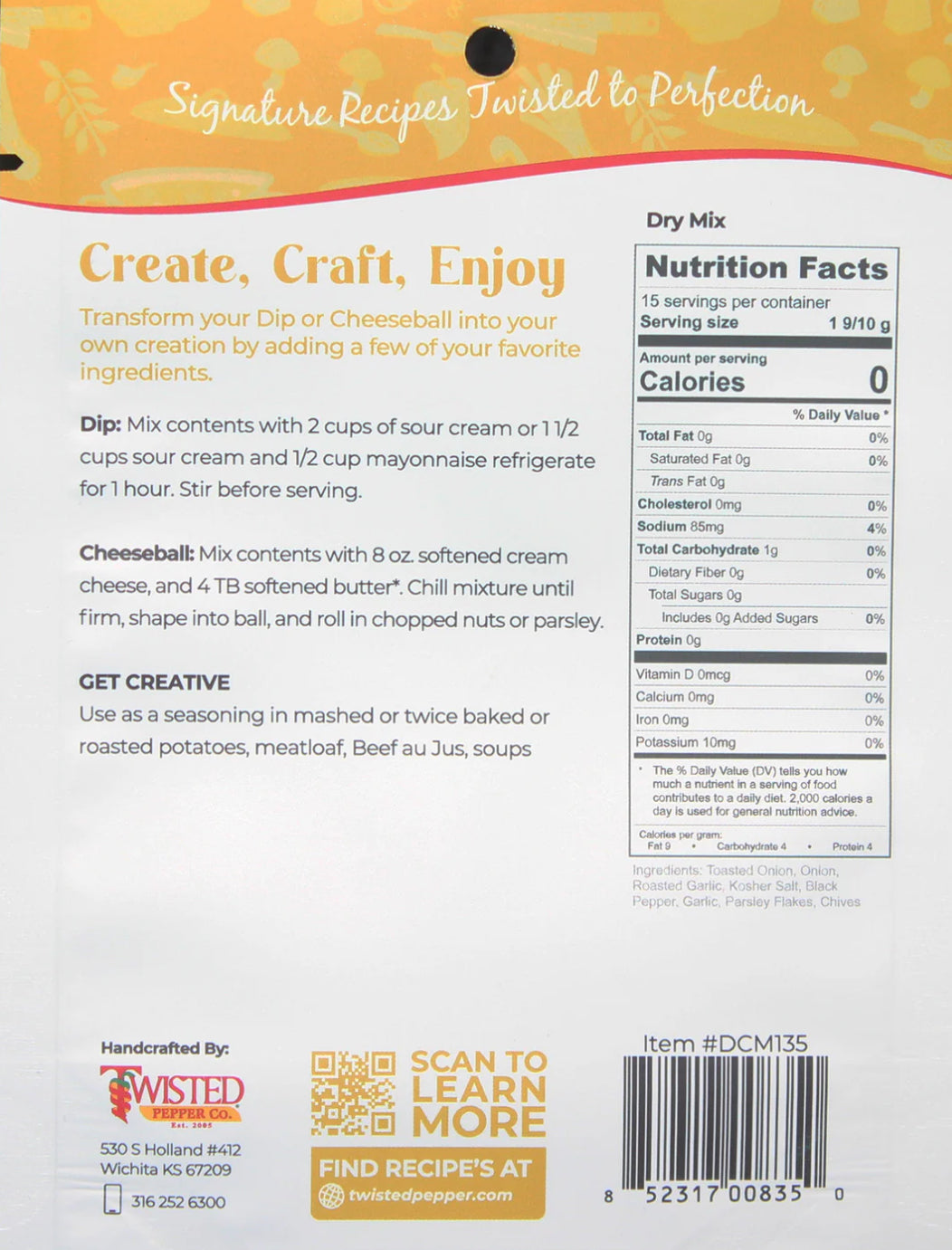 TOASTED ONION & GARLIC DIP MIX