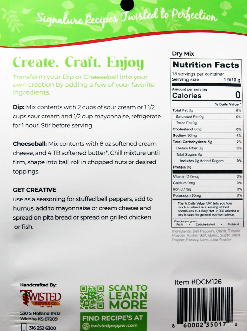 SWEET ROASTED PEPPER DIP MIX OR CHEESEBALL MIX