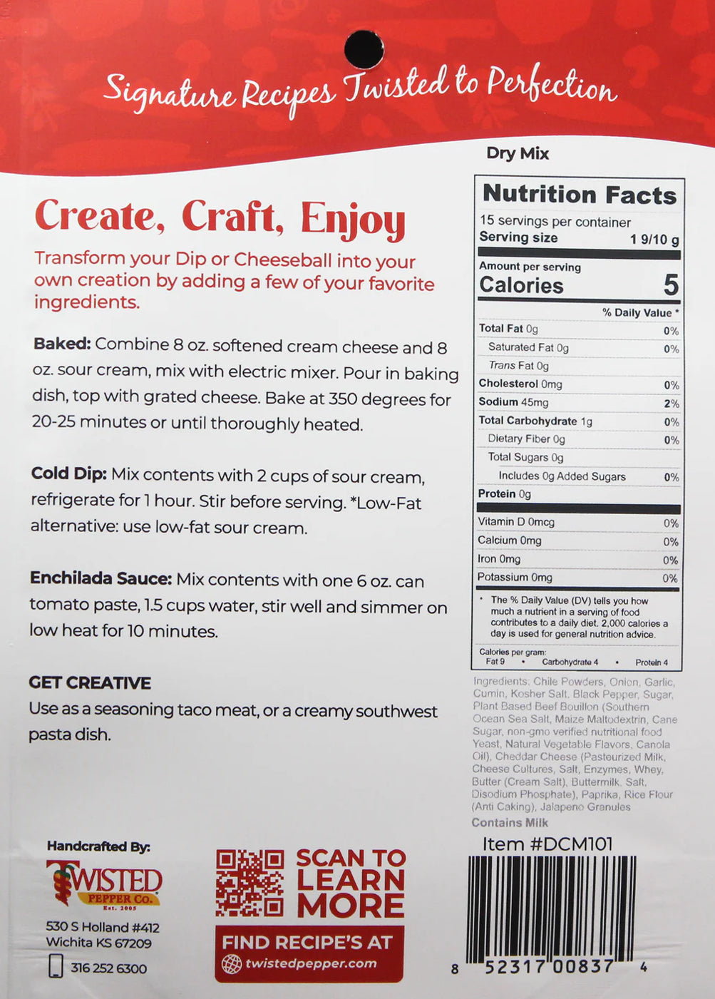 TEXAS ENCHILADA DIP MIX OR CHEESEBALL MIX