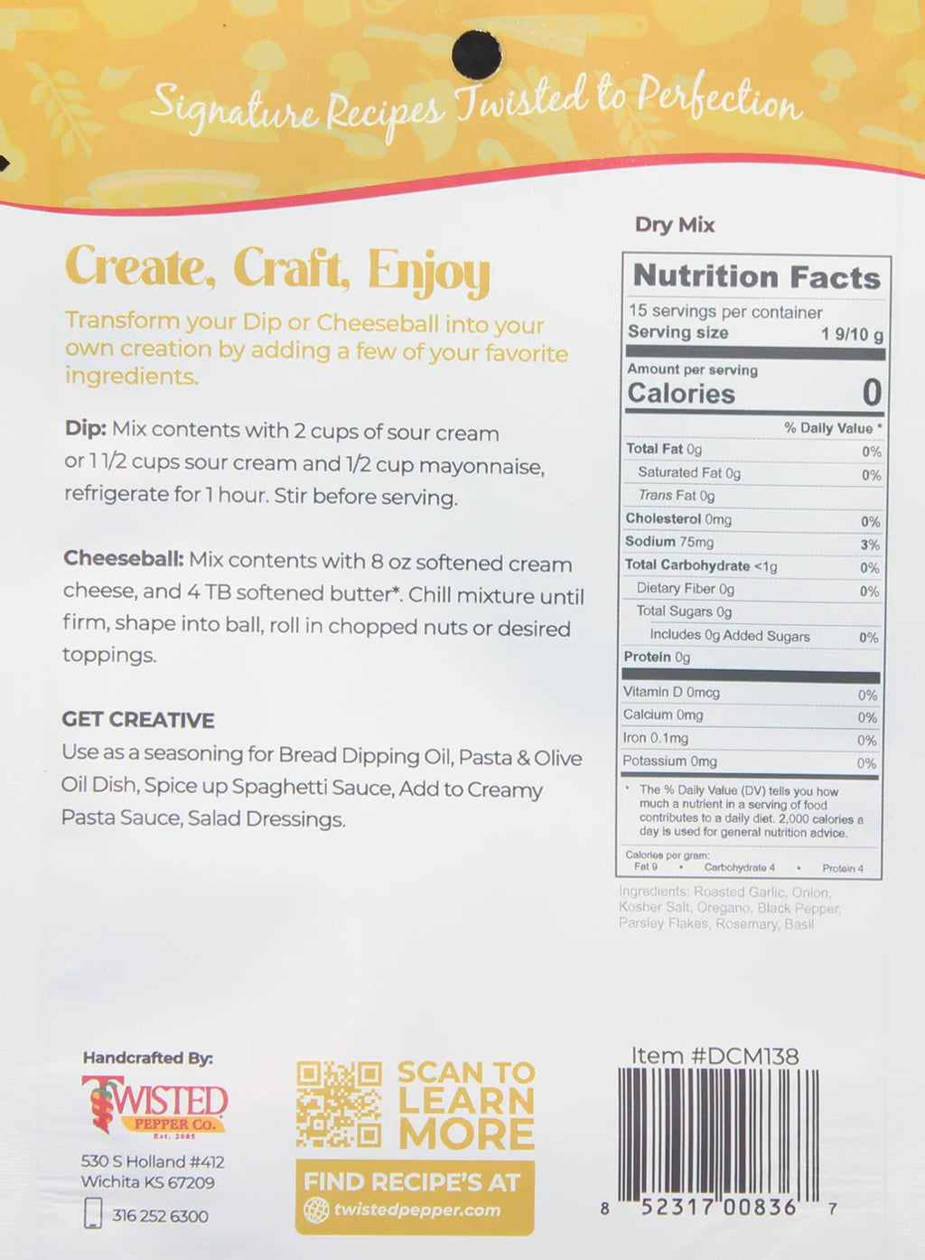 TUSCAN ROASTED GARLIC DIP MIX